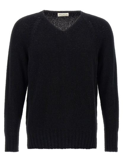 Cardigan by MA'RY'YA for men in polyamide modacrylic & cotton black presents a textural silhouette, artfully finished with a textural v-neck neckline and for a sophisticated, textural look.