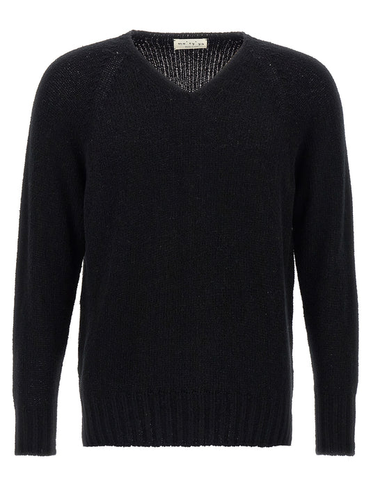 Cardigan by MA'RY'YA for men in polyamide modacrylic & cotton black presents a textural silhouette, artfully finished with a textural v-neck neckline and for a sophisticated, textural look.