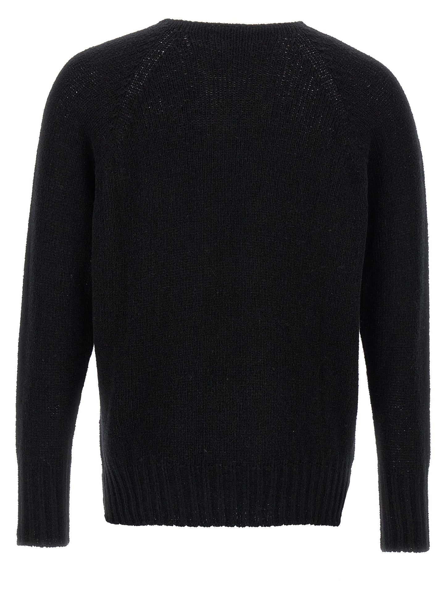Cardigan by MA'RY'YA for men in polyamide modacrylic & cotton black showcases a luxurious silhouette, meticulously detailed with a sophisticated v-neck neckline and for a refined finish.