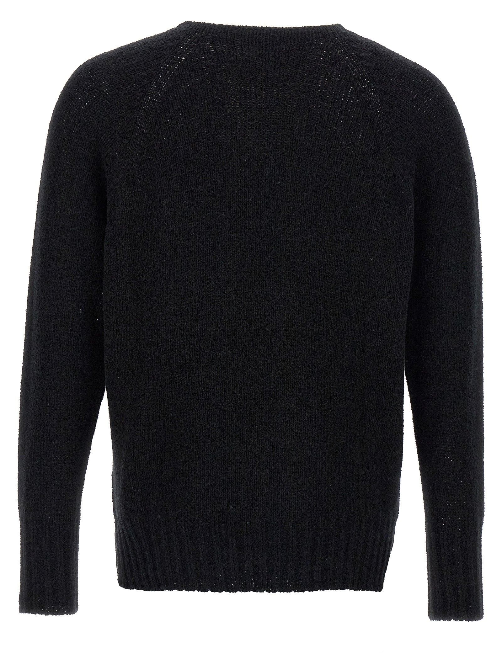 Cardigan by MA'RY'YA for men in polyamide modacrylic & cotton black showcases a luxurious silhouette, meticulously detailed with a sophisticated v-neck neckline and for a refined finish.