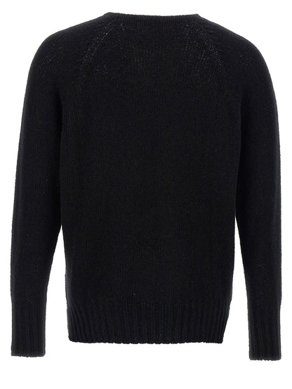 Cardigan by MA'RY'YA for men in polyamide modacrylic & cotton black showcases a luxurious silhouette, meticulously detailed with a sophisticated v-neck neckline and for a refined finish.