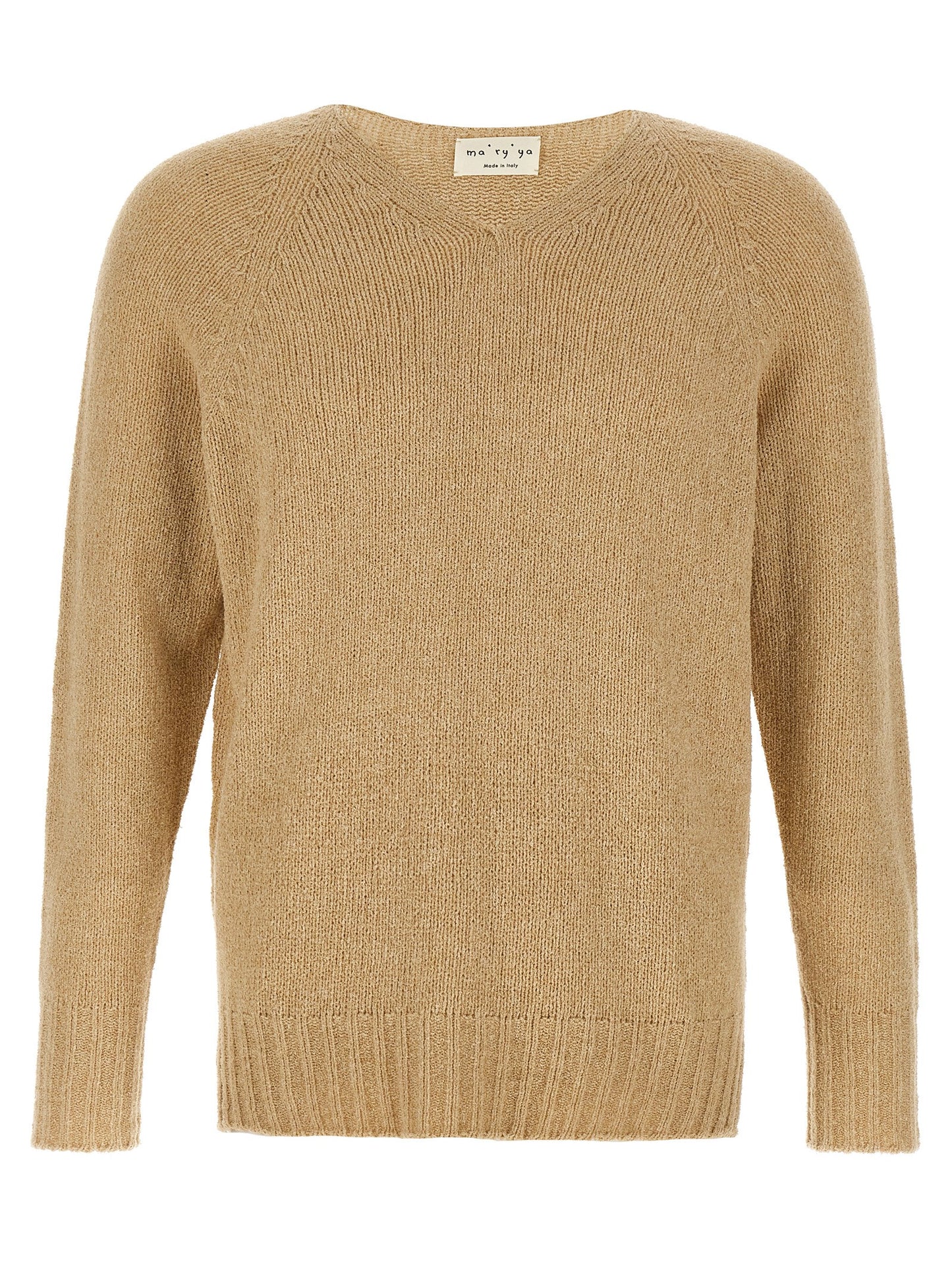 Cardigan by MA'RY'YA for men in polyamide modacrylic & cotton beige presents a textural silhouette, artfully finished with a textural v-neck neckline and for a sophisticated, textural look.