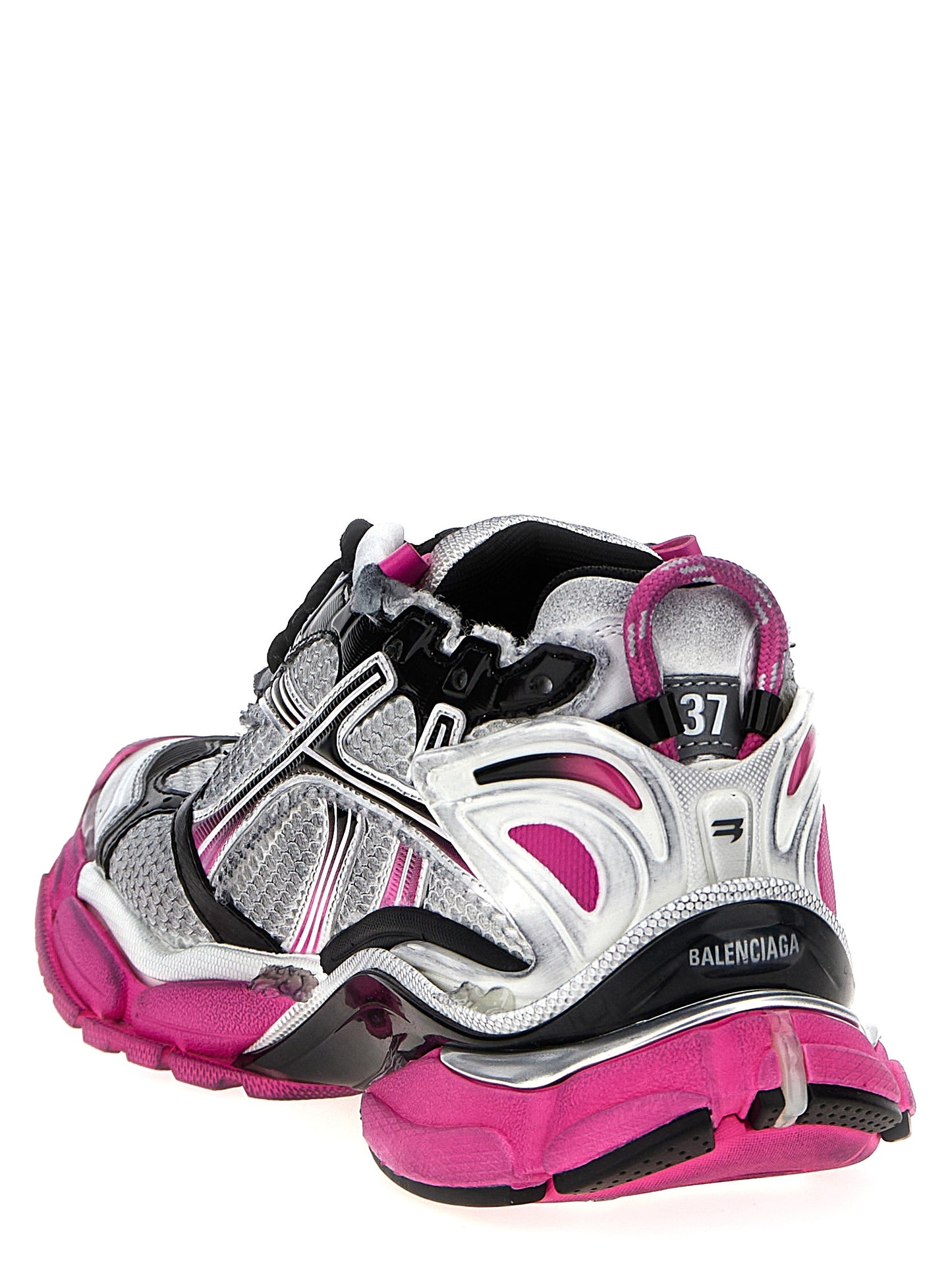 Athletic Sneakers by Balenciaga for women in polyester polyurethane & polyethylene gradient, multicolor & pink features an exquisite silhouette, showcasing the premium athletic style of the Women's Athletic Polyester Polyurethane & Polyethylene Sneakers with an exquisite finish.
