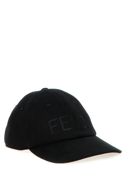 Baseball Cap by Fendi for men in stretch cotton canvas black features a distinguished silhouette, showcasing the distinguished design of the 9 To 5 Stretch Cotton Canvas Baseball Cap for a sophisticated, elevated look.