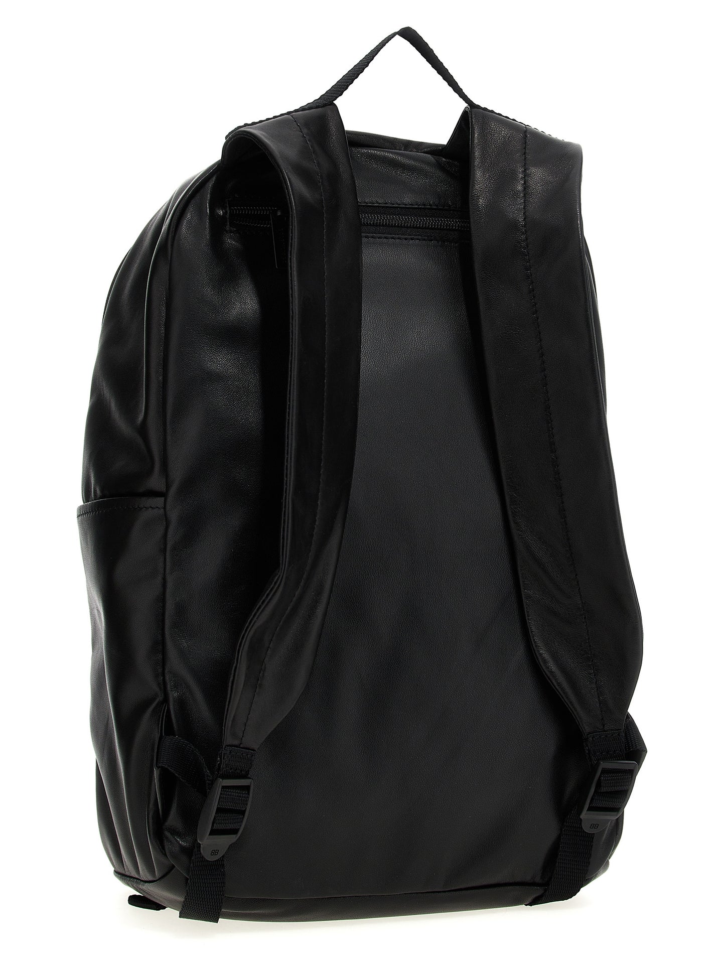 Backpack by Balenciaga for men in polyester & lamb leather bicolour, black, white & print features a effortlessly chic Polyester & Lamb Leather Backpack design, showcasing a secure zipper, ample external-pockets, and versatile handle, backpack-strap & adjustable-strap for a effortlessly chic finish.