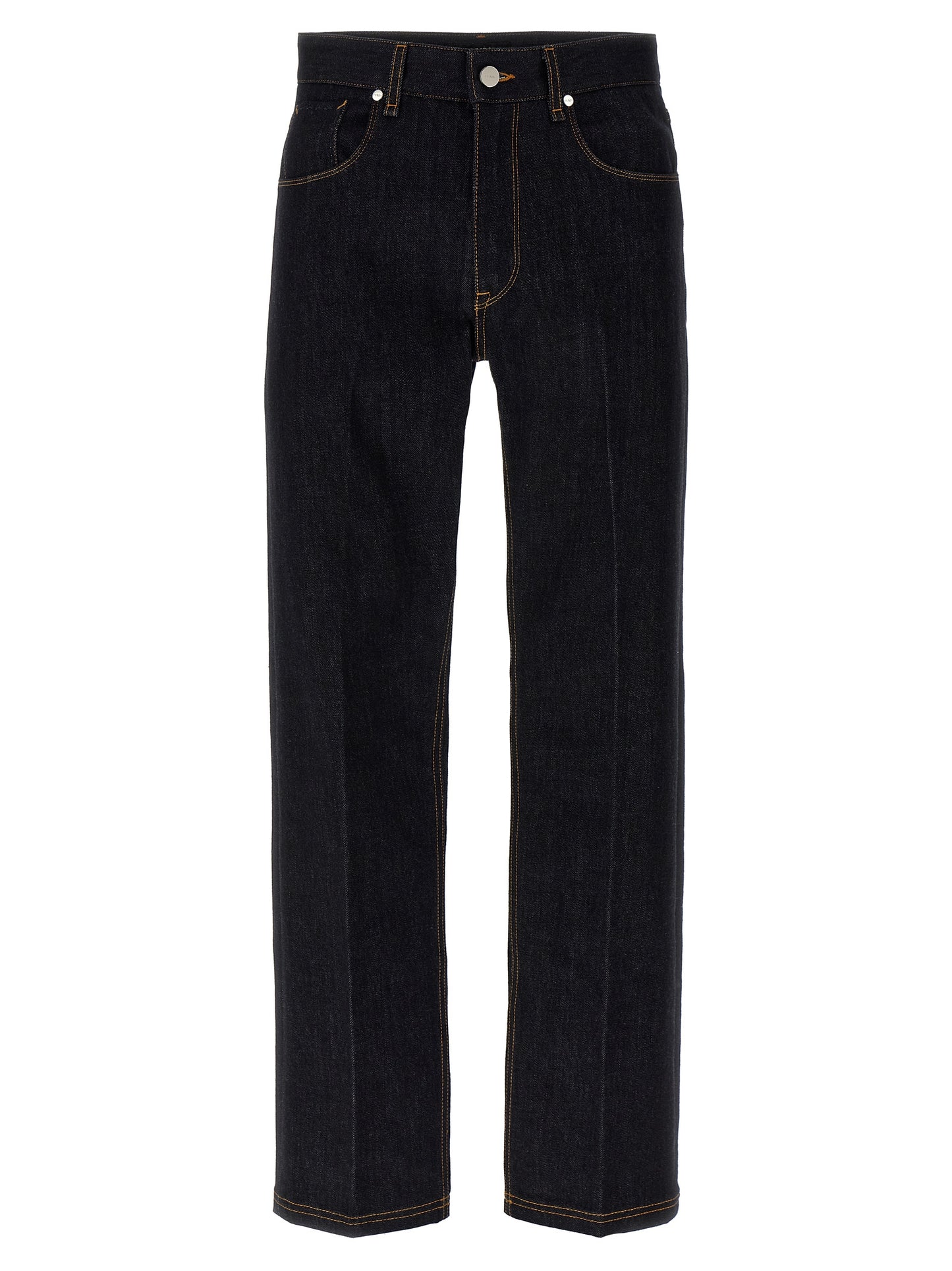 Jeans by Fendi for men in denim cotton blue & signature presents a tailored silhouette, showcasing a tailored straight-leg and long cut with a refined for a truly tailored aesthetic.