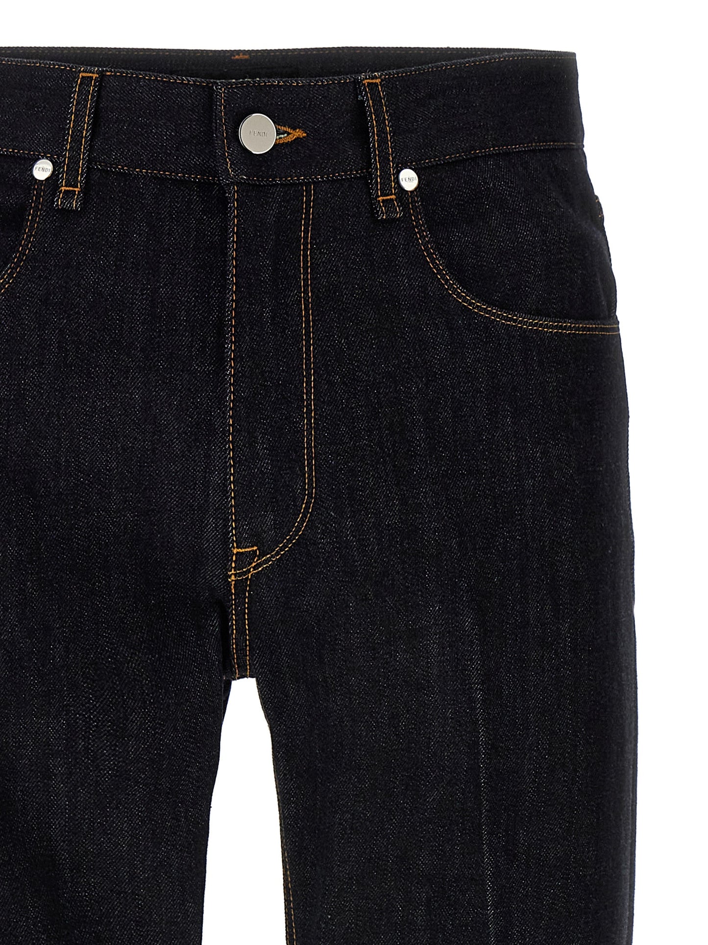 Jeans by Fendi for men in denim cotton blue & signature presents a refined pantology silhouette, artfully defined by a refined pantology straight-leg, long, and a sophisticated .