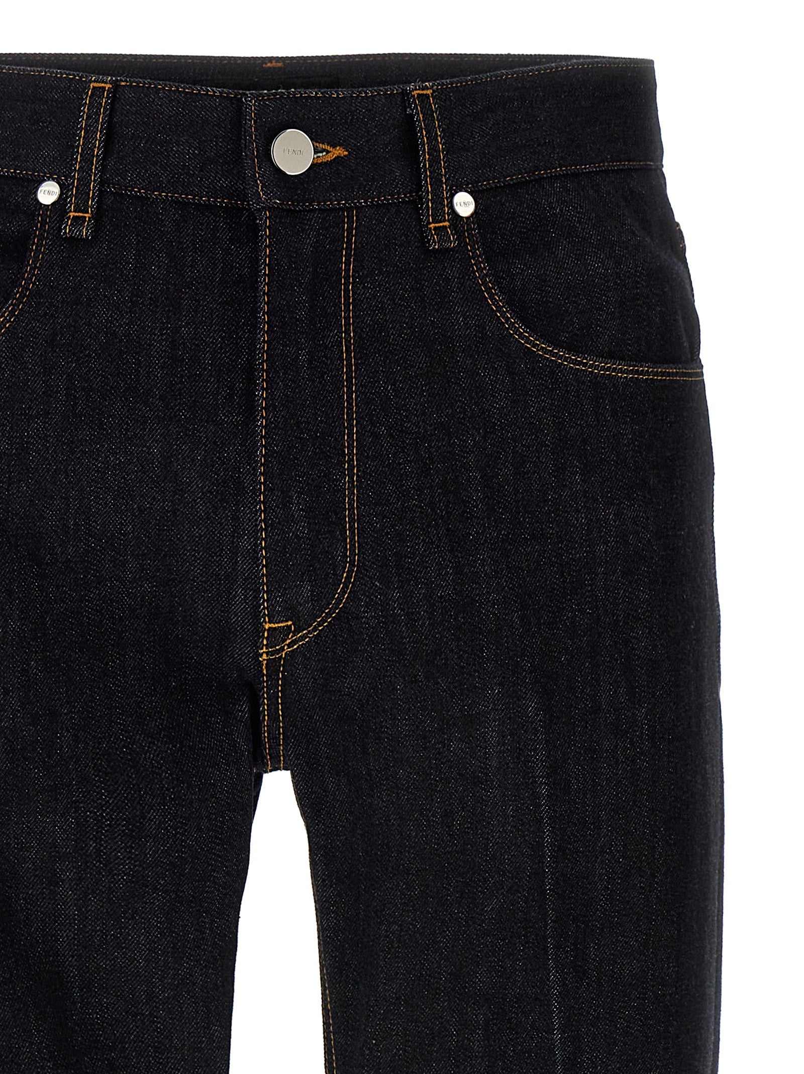 Jeans by Fendi for men in denim cotton blue & signature presents a refined pantology silhouette, artfully defined by a refined pantology straight-leg, long, and a sophisticated .