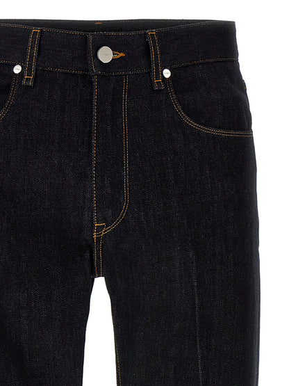 Jeans by Fendi for men in denim cotton blue & signature presents a refined pantology silhouette, artfully defined by a refined pantology straight-leg, long, and a sophisticated .
