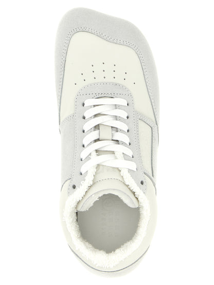 Athletic Sneakers MM6 Maison Margiela women terrycloth cotton & suede calfskin leather gray, white & signature featuring a avant-garde Crisp Women's Athletic Terrycloth Cotton & Suede Calfskin Leather Sneakers design with a avant-garde athletic style for a refined finish.