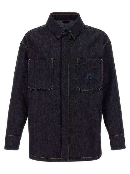 Trucker Jacket by Fendi for men in denim cotton blue presents a effortlessly chic silhouette, showcasing a sophisticated shirt-collar neckline and premium pockets for a truly effortlessly chic finish.
