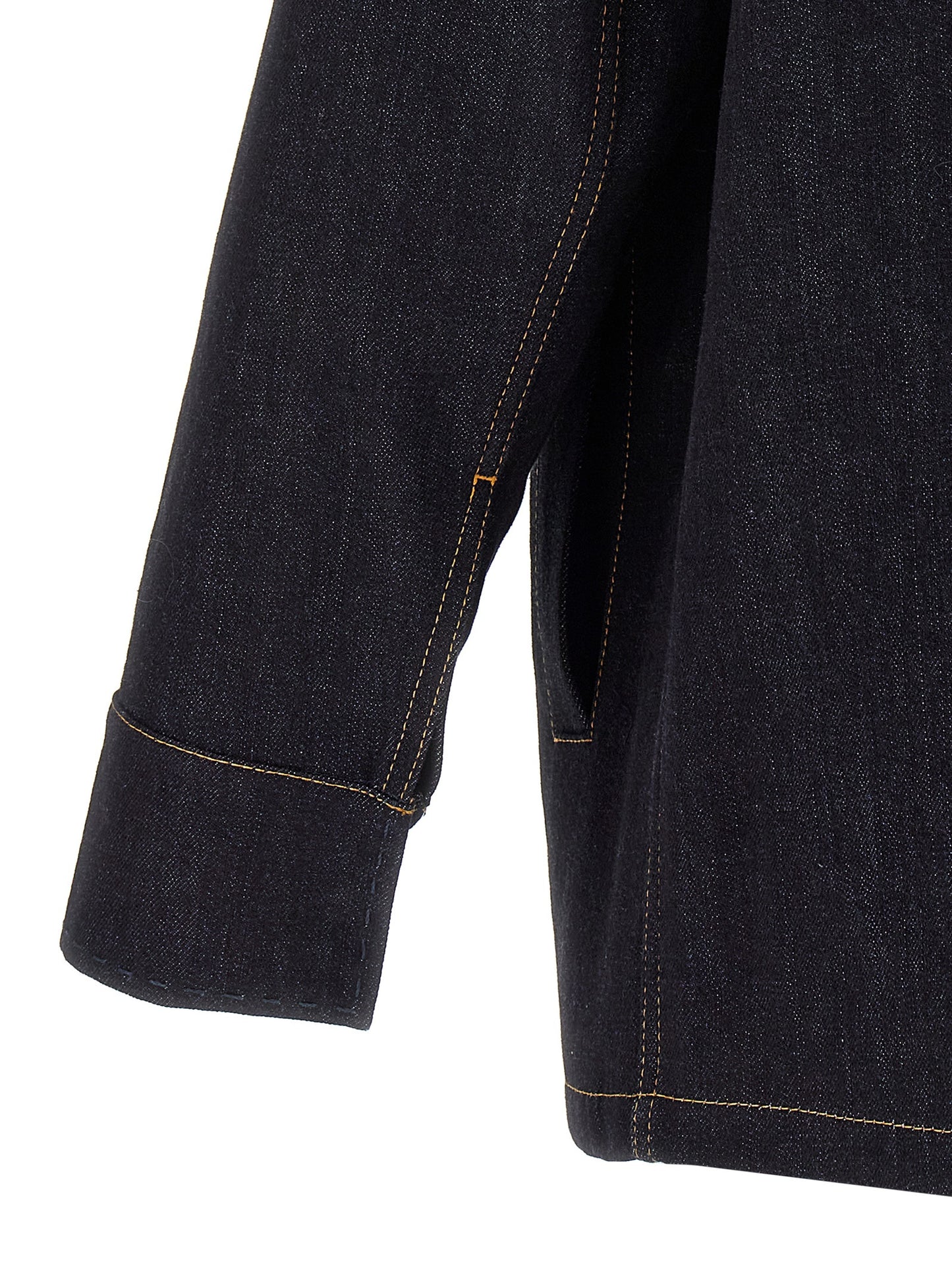 Trucker Jacket by Fendi for men in denim cotton blue showcases a bohemian silhouette, artfully detailed with a bohemian shirt-collar neckline and signature pockets for a truly bohemian finish.