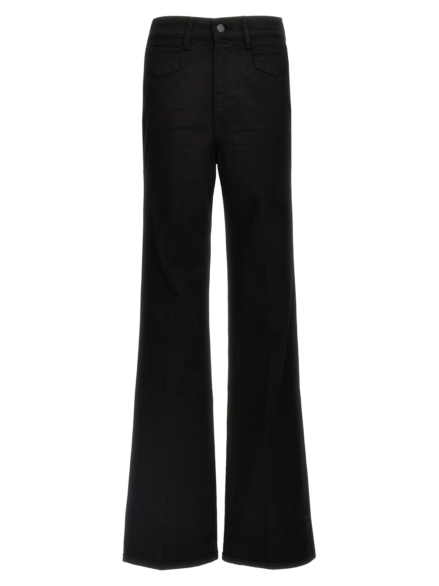 Jeans by Tom Ford for women in stretch denim cotton twill & suede leather black & signature presents a refined pantology silhouette, artfully defined by a refined pantology flared & wide, long, and a sophisticated .