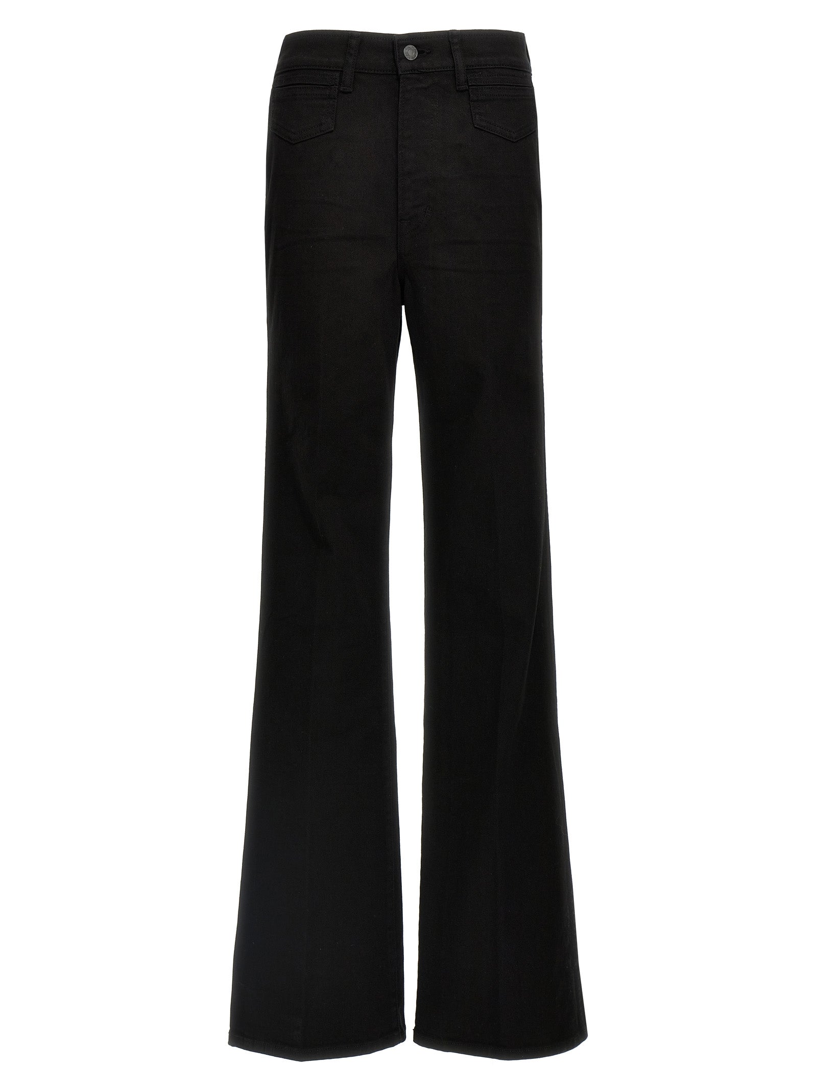 Jeans by Tom Ford for women in stretch denim cotton twill & suede leather black & signature presents a refined pantology silhouette, artfully defined by a refined pantology flared & wide, long, and a sophisticated .