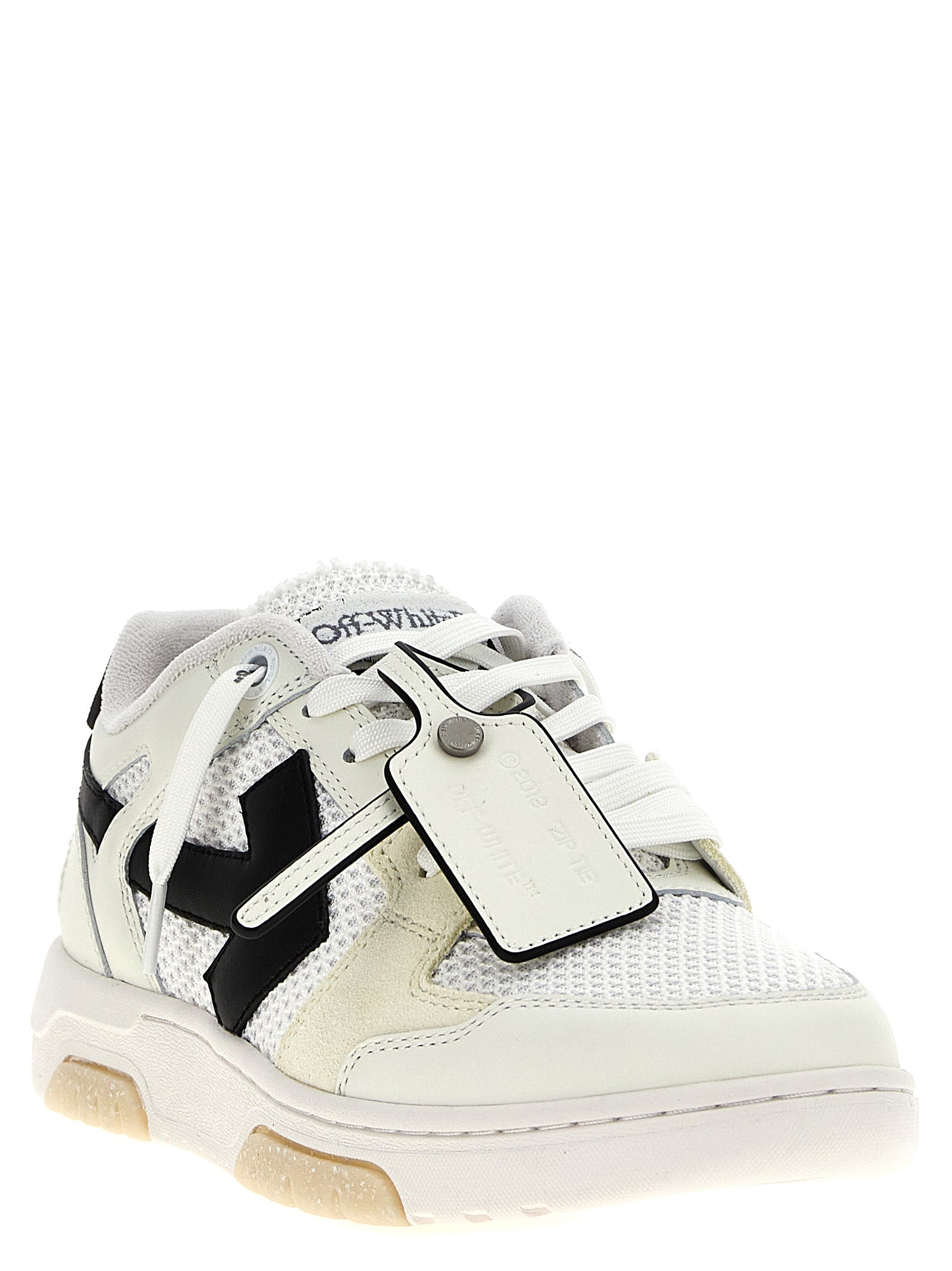 Athletic Sneakers by Off-White for men in polyester suede leather bicolour, black & white features an exquisite silhouette, showcasing the premium athletic style of the Men's Athletic Polyester Suede Leather Sneakers with an exquisite finish.