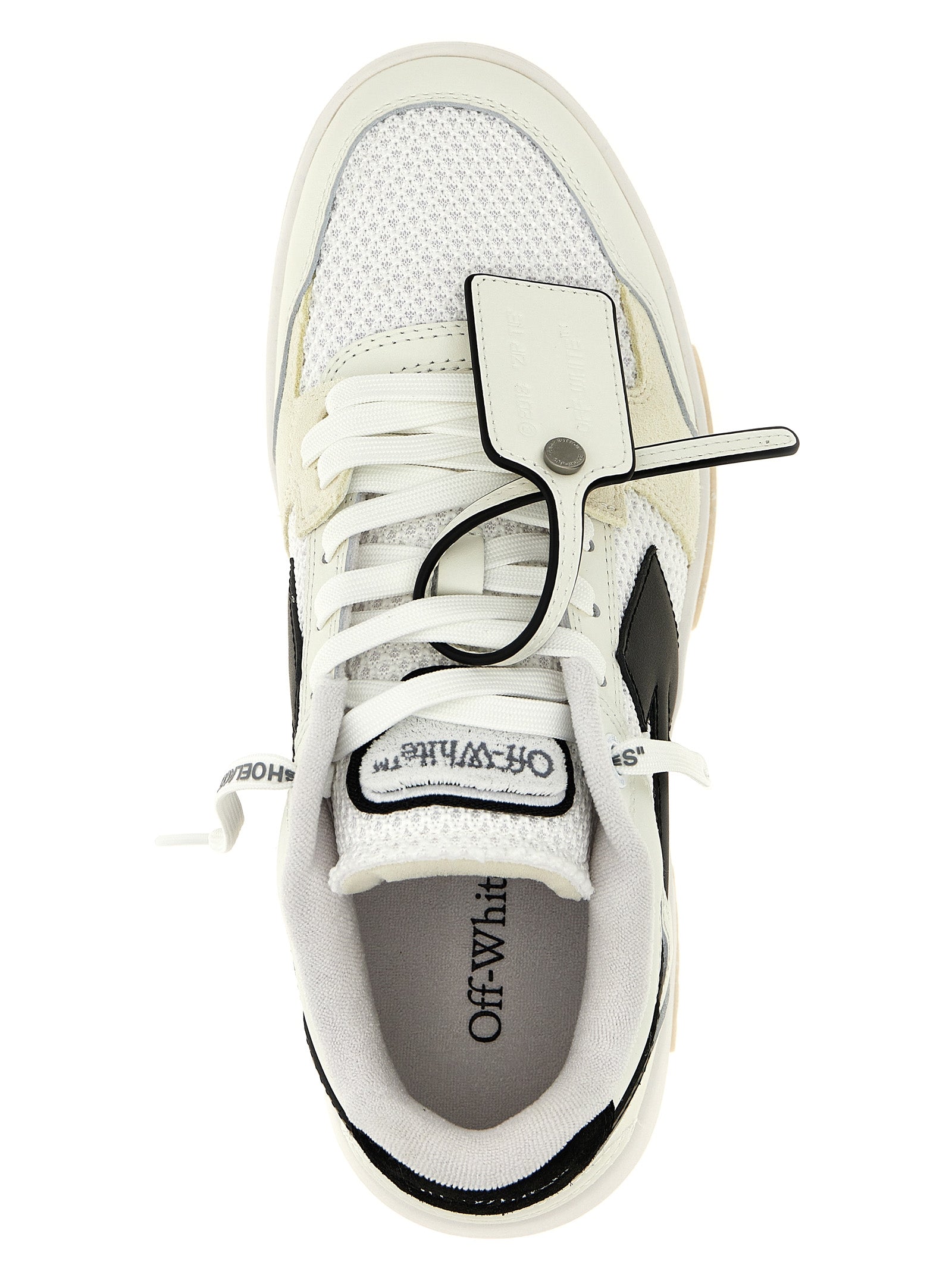 Athletic Sneakers by Off-White for men in polyester suede leather bicolour, black & white presents a sleek silhouette, perfectly capturing the athletic style essence of Men's Athletic Polyester Suede Leather Sneakers with its sleek design and premium finish.