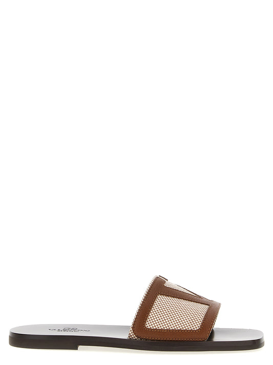 Flat Shoes by Valentino Garavani for men in cotton canvas & leather brown & signature features an dynamic silhouette from the V Logo Men's Cotton Canvas & Leather Flat Shoes collection, defined by a dynamic and flat for a dynamic look.