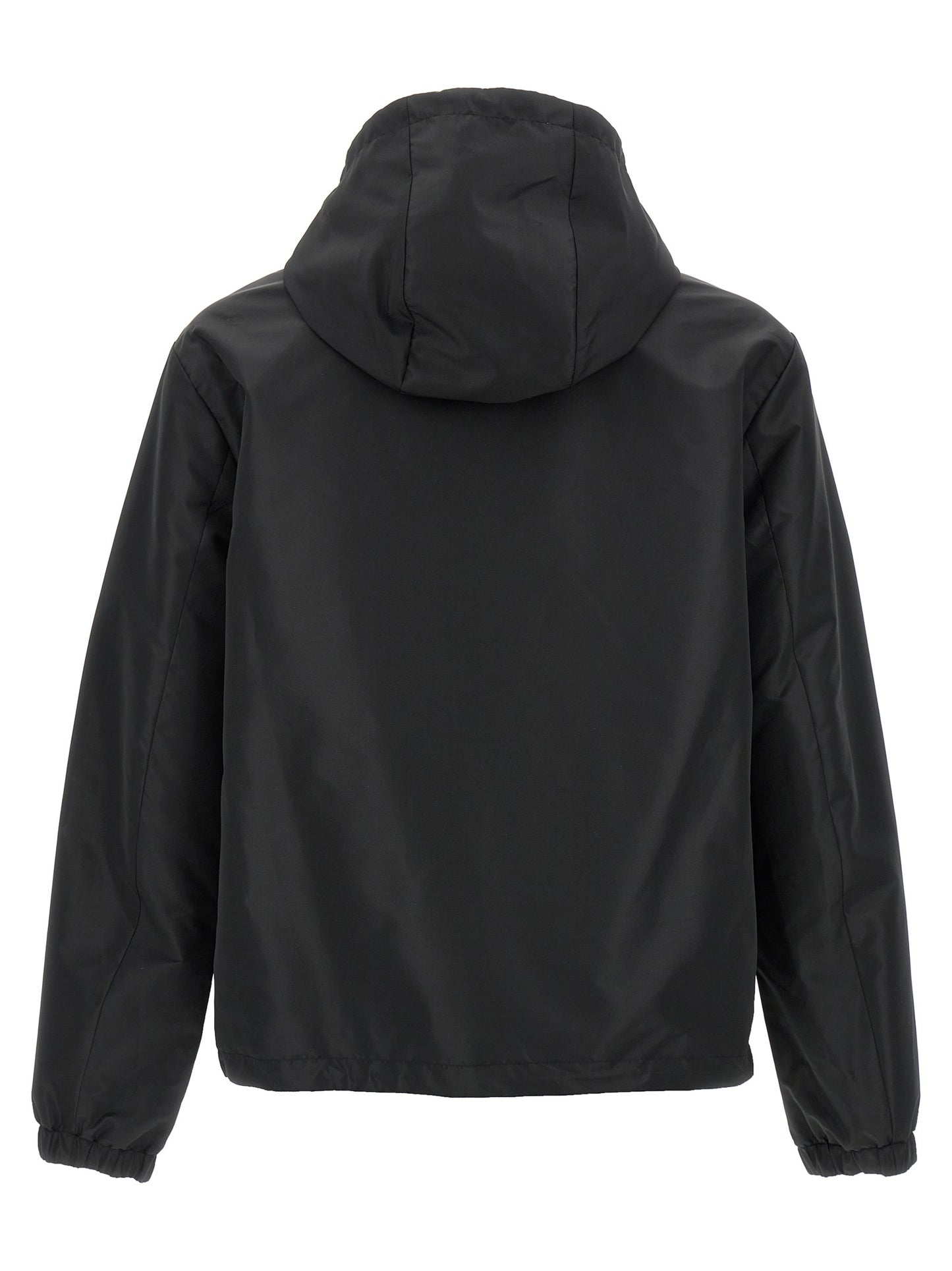 Hooded Windbreaker Jacket by Fendi for men in polyester black, monogram & print showcases a urban chic silhouette, detailed with a urban chic hooded neckline and functional pockets, hooded & windproof for a polished finish.
