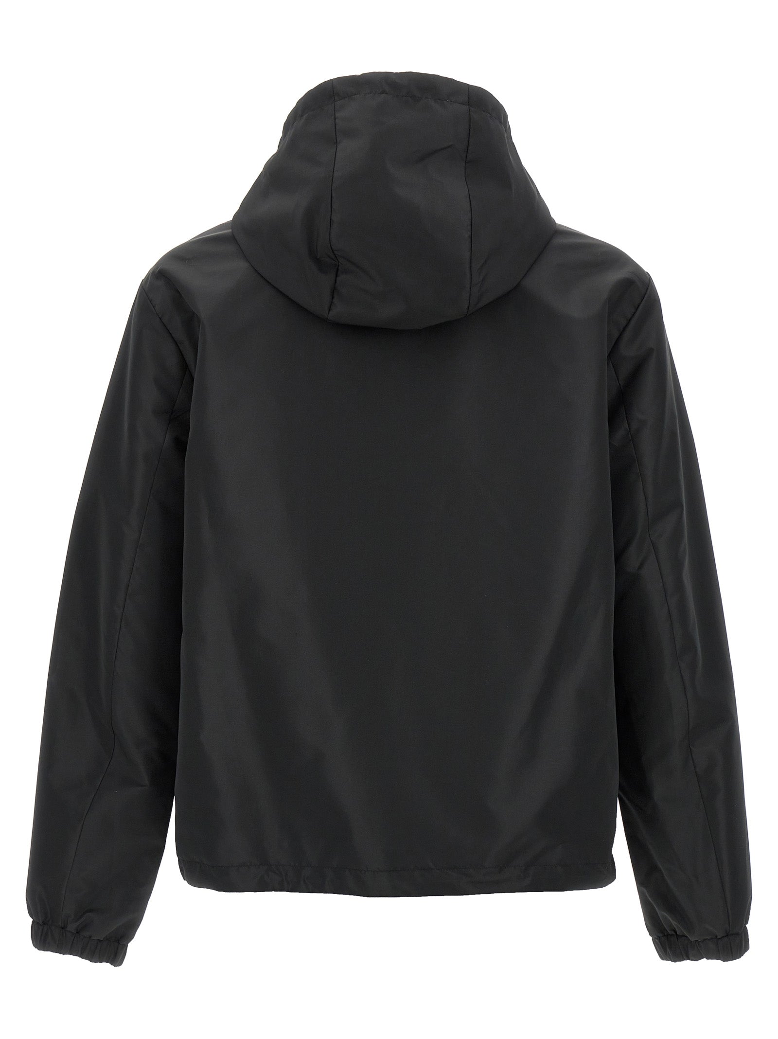 Hooded Windbreaker Jacket by Fendi for men in polyester black, monogram & print showcases a urban chic silhouette, detailed with a urban chic hooded neckline and functional pockets, hooded & windproof for a polished finish.