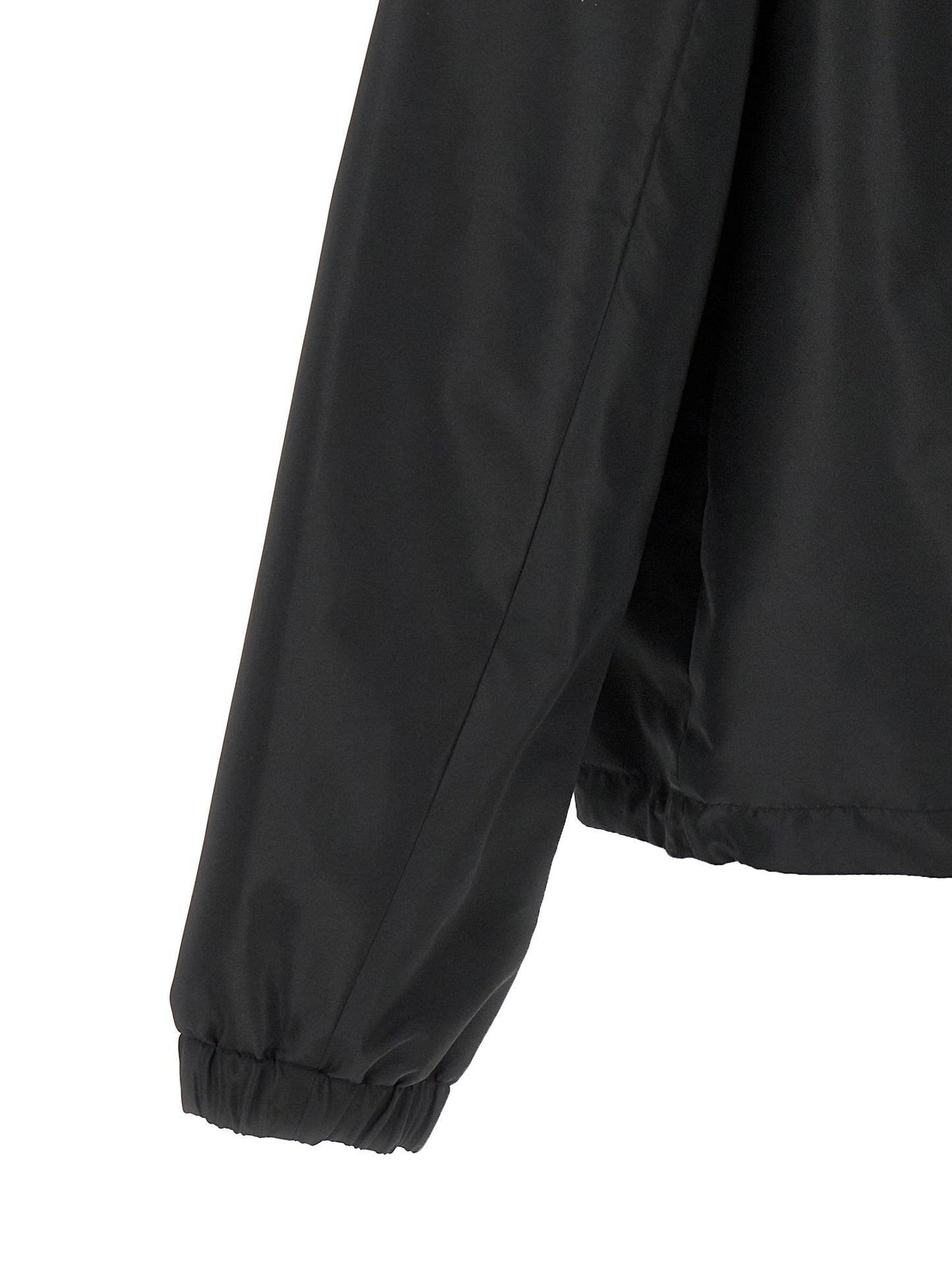 Hooded Windbreaker Jacket by Fendi for men in polyester black, monogram & print features an enduring silhouette, showcasing technical pockets, hooded & windproof and a sophisticated for a truly enduring aesthetic.