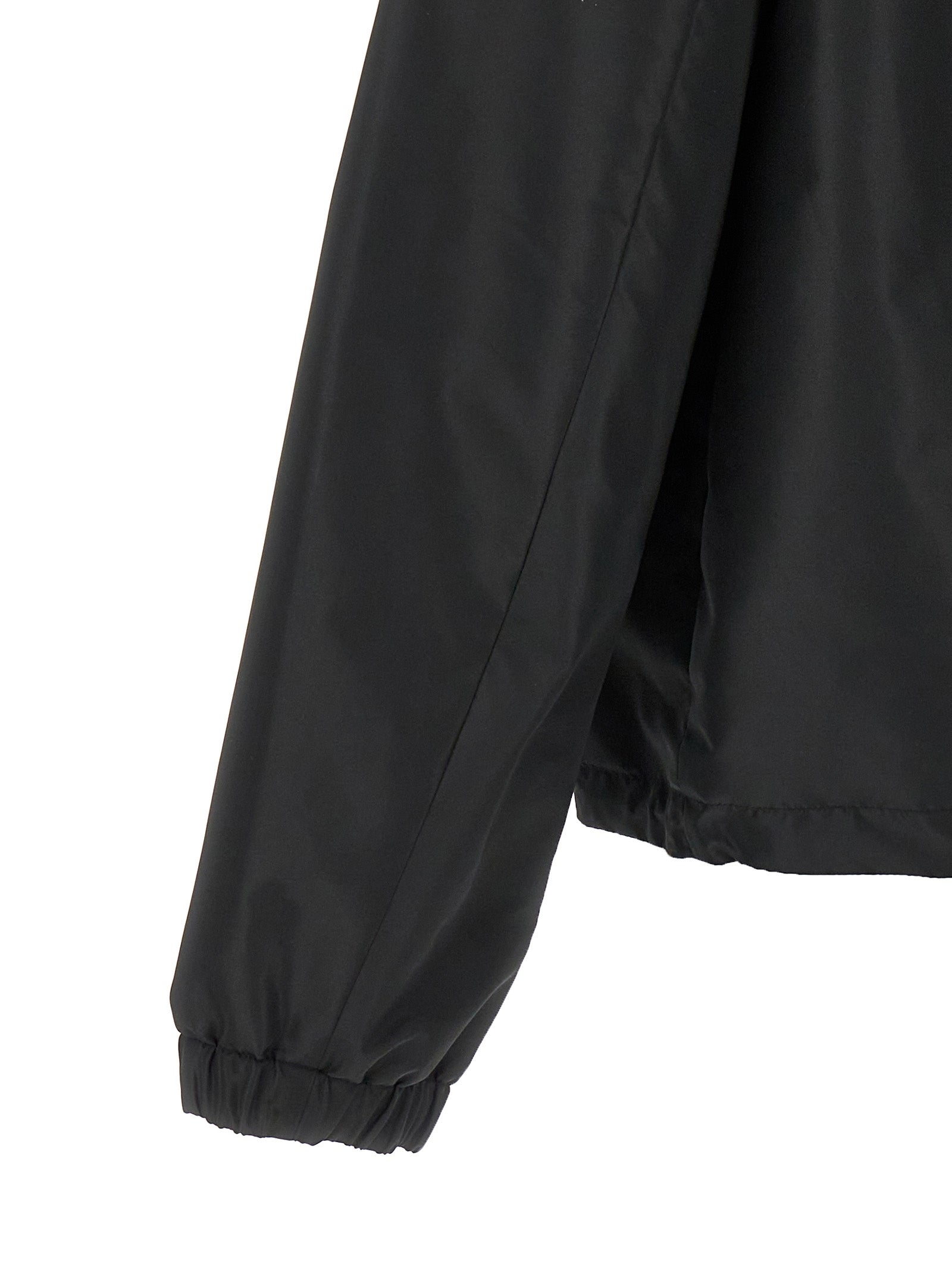 Hooded Windbreaker Jacket by Fendi for men in polyester black, monogram & print features an enduring silhouette, showcasing technical pockets, hooded & windproof and a sophisticated for a truly enduring aesthetic.