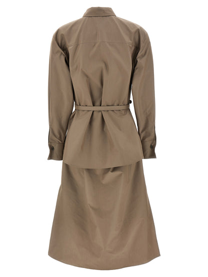 Dress by Fendi for women in silk & cotton gray features an magnificent silhouette, artfully detailed with a magnificent and that flows into an magnificent midi.