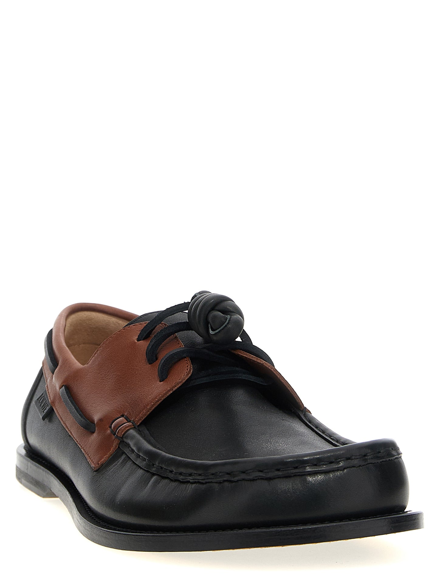 Boat Loafer Slip-On Lace-Up Shoes by Loewe for men in bos taurus calfskin leather multicolor features an effortless chic silhouette, showcasing the Men's Bos Taurus Calfskin Leather Boat Loafer Slip-On Lace-Up Shoes design with an effortless chic and a for a effortless chic look.
