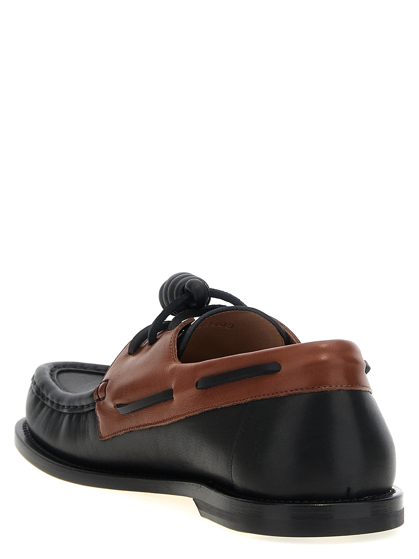 Boat Loafer Slip-On Lace-Up Shoes by Loewe for men in bos taurus calfskin leather multicolor showcases a impeccable silhouette as Men's Bos Taurus Calfskin Leather Boat Loafer Slip-On Lace-Up Shoes, artfully designed with a impeccable and refined for a impeccable finish.