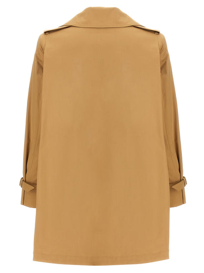 This Rain Coat by Max Mara for women in stretch cotton canvas brown offers a perennial silhouette, showcasing a sophisticated asymmetric lapel neckline and perennial for a refined finish.