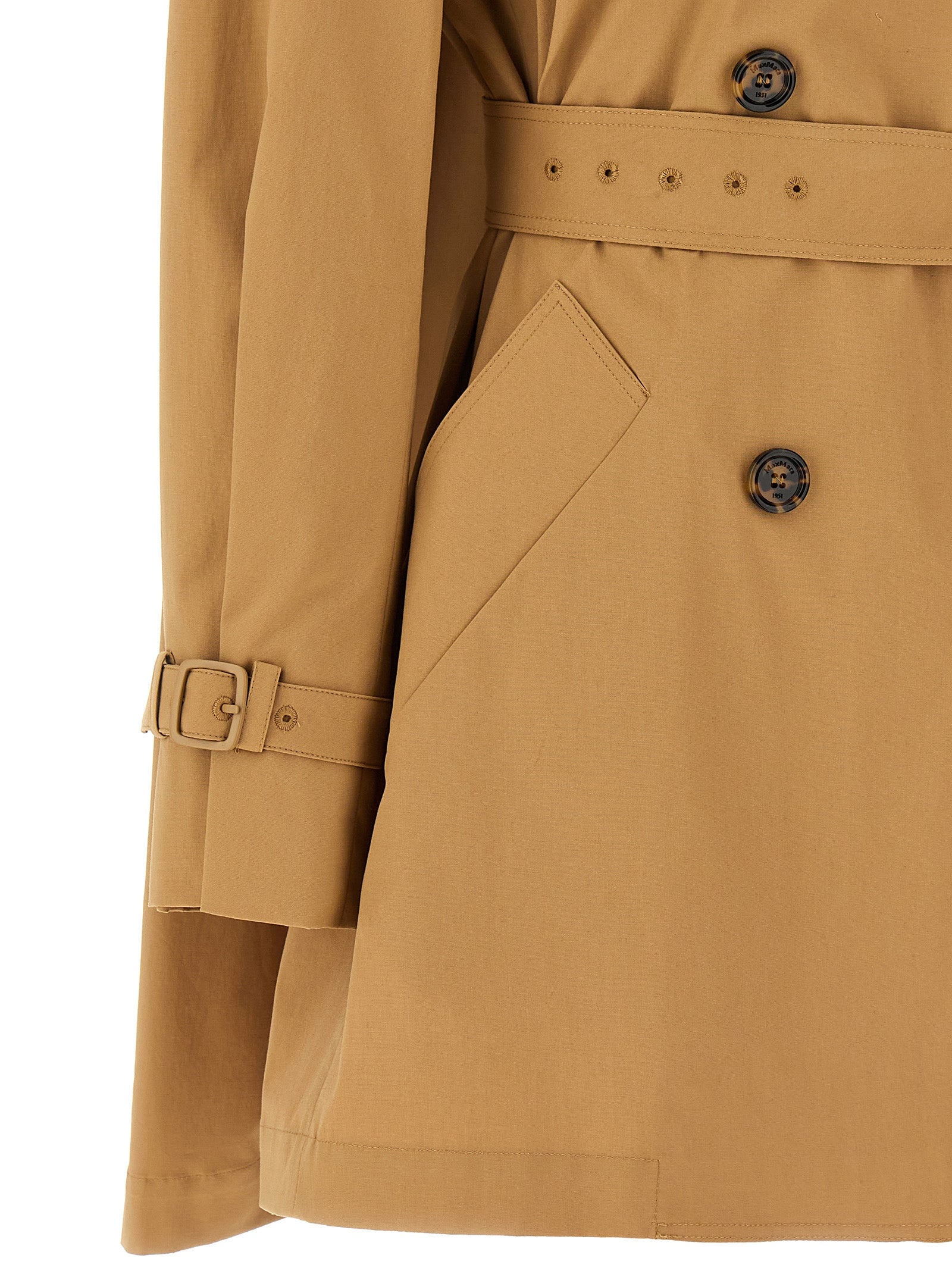 Rain Coat by Max Mara for women in stretch cotton canvas brown features an flawless silhouette, showcasing a sophisticated and functional for a premium, flawless look.