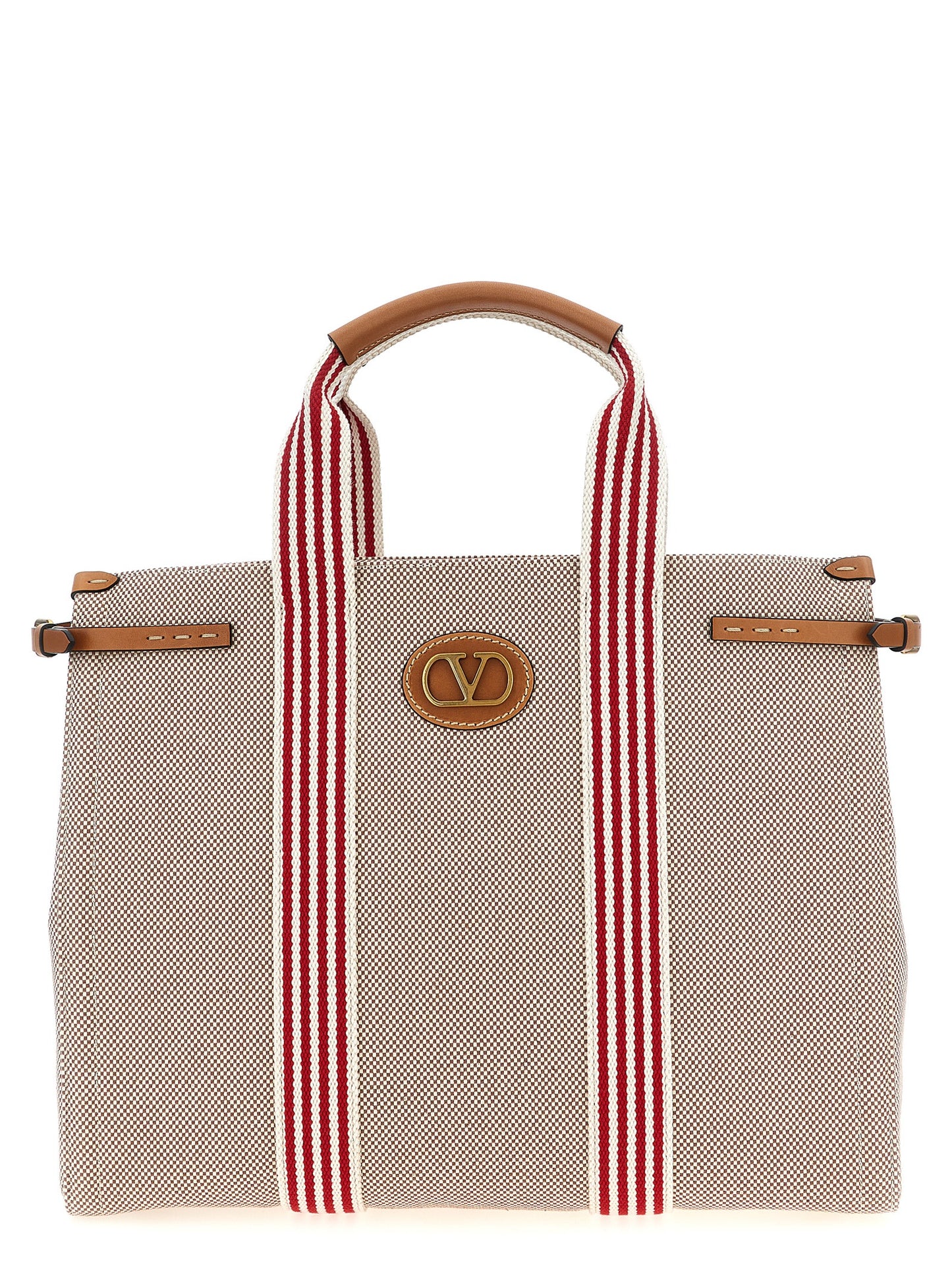 Handbag by Valentino Garavani for unisex in cotton & leather multicolor & signature features a refined silhouette, showcasing a secure magnetic, organized , and versatile adjustable-strap & handle for a refined finish.