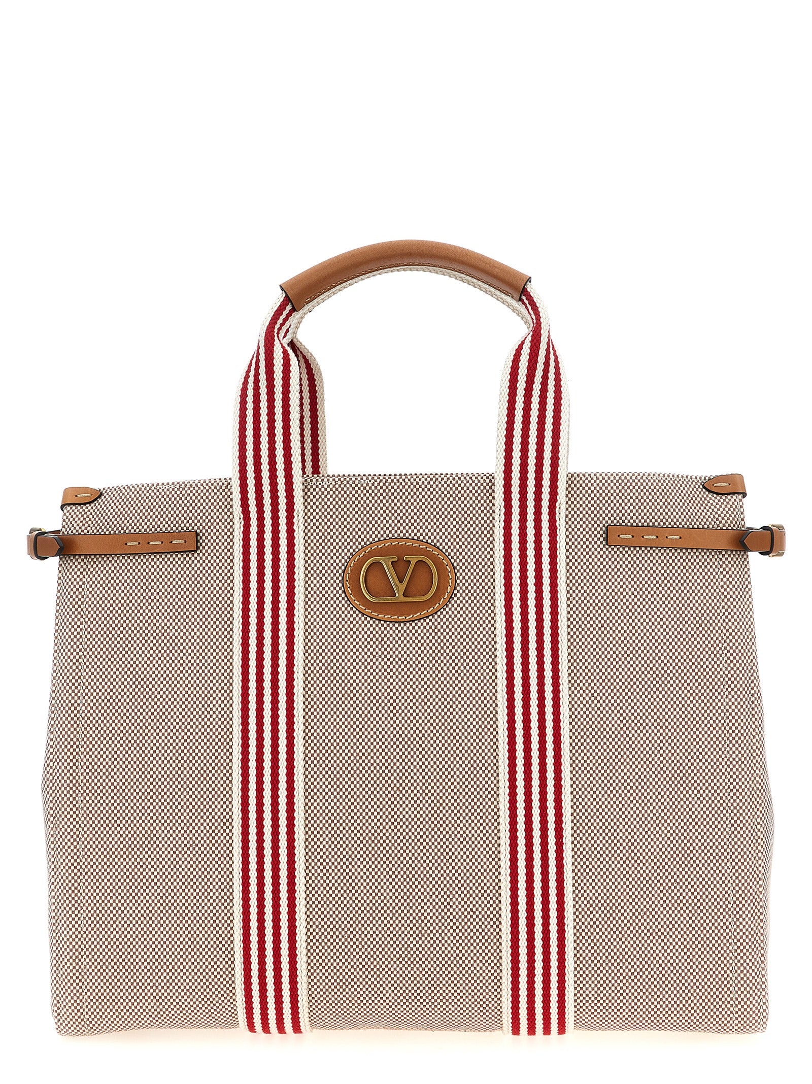 Handbag by Valentino Garavani for unisex in cotton & leather multicolor & signature features a refined silhouette, showcasing a secure magnetic, organized , and versatile adjustable-strap & handle for a refined finish.