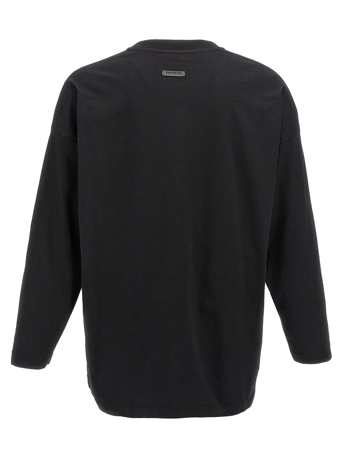 T-Shirt by Fear Of God for men in leather & cotton black features an on trend silhouette, perfectly showcasing a on trend and crew neckline for an elevated aesthetic.