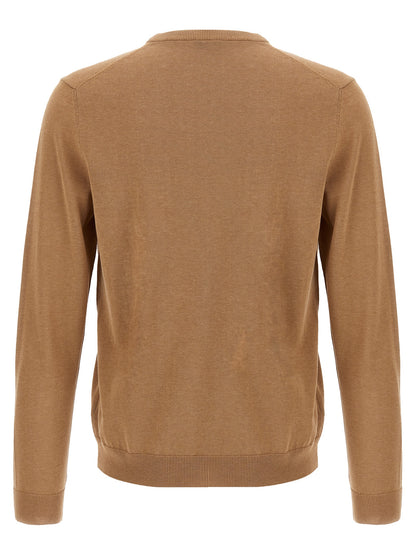Cardigan by ZANONE for men in cotton beige presents a textural silhouette, artfully finished with a textural crew neckline and for a sophisticated, textural look.