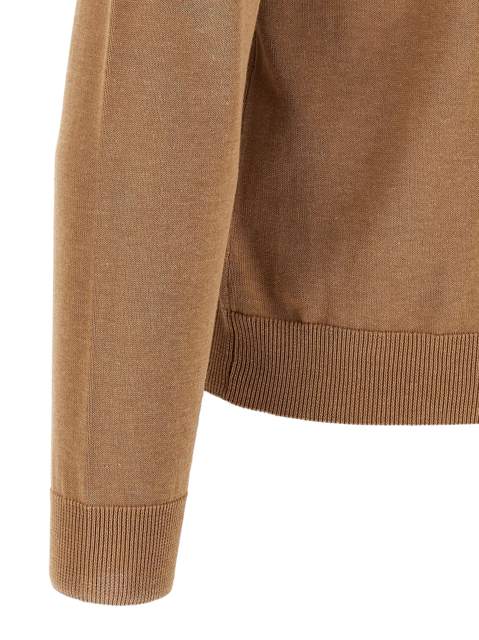 Cardigan by ZANONE for men in cotton beige features a dramatic silhouette, showcasing a sophisticated and dramatic detail for a timeless, premium look.