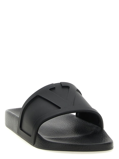 Flat Shoes by Valentino Garavani for men in plastic black, signature-print & print features an dynamic silhouette from the V Logo Men's Plastic Flat Shoes collection, defined by a dynamic and flat for a dynamic look.
