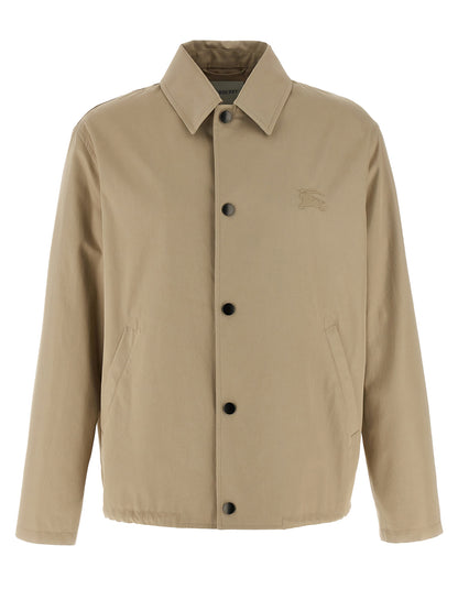 Overcoat by Burberry for men in cotton beige features a cosy chic silhouette, artfully detailed with a sophisticated shirt-collar neckline and premium water-resistant & pockets for a cosy chic finish.