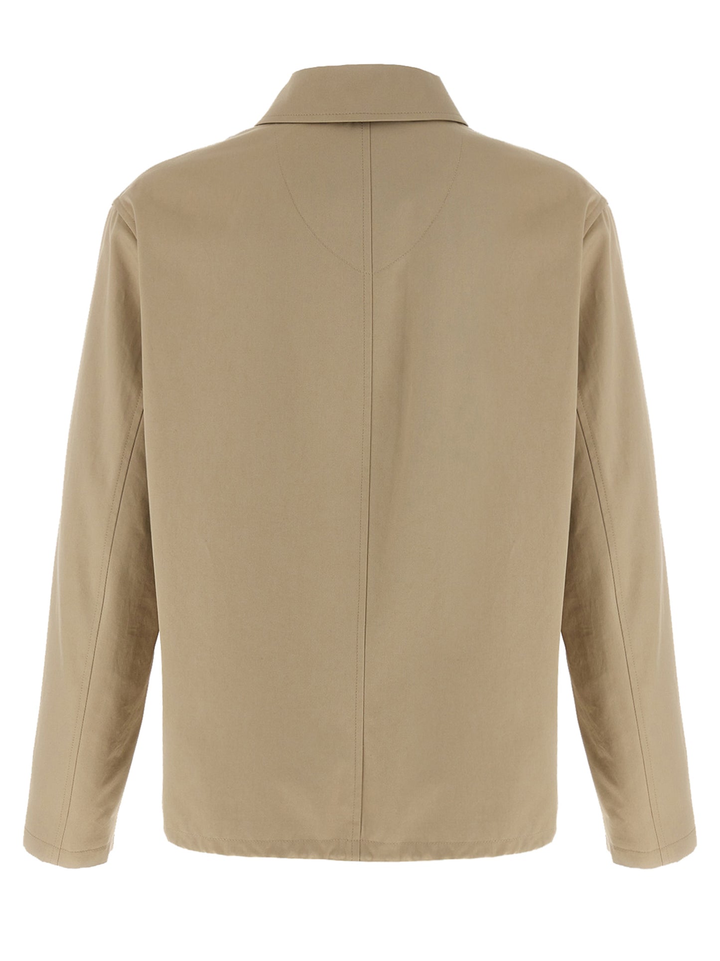 Overcoat by Burberry for men in cotton beige showcases a architectural silhouette, artfully detailed with a distinctive shirt-collar neckline and functional water-resistant & pockets for a architectural finish.