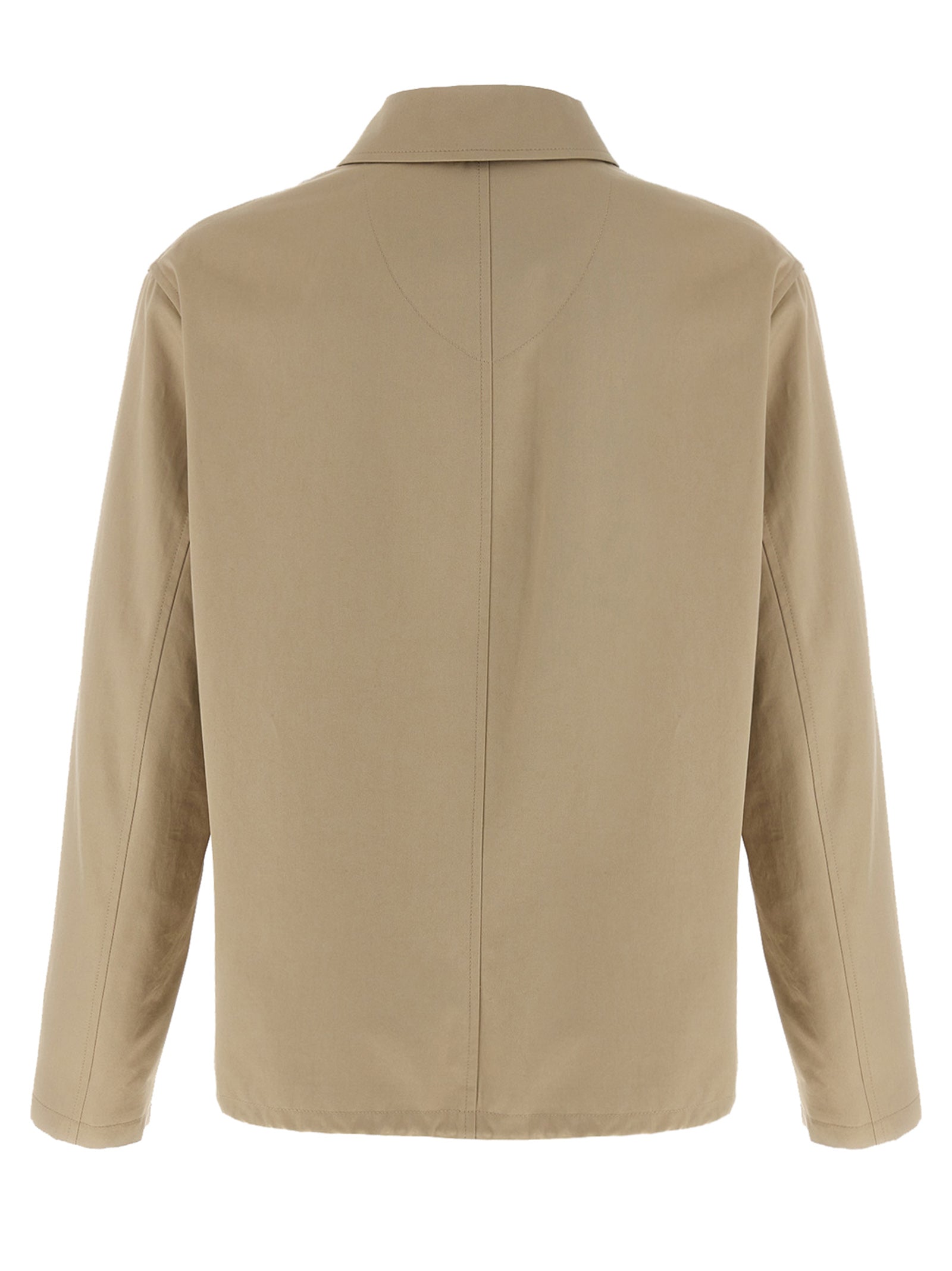 Overcoat by Burberry for men in cotton beige showcases a architectural silhouette, artfully detailed with a distinctive shirt-collar neckline and functional water-resistant & pockets for a architectural finish.