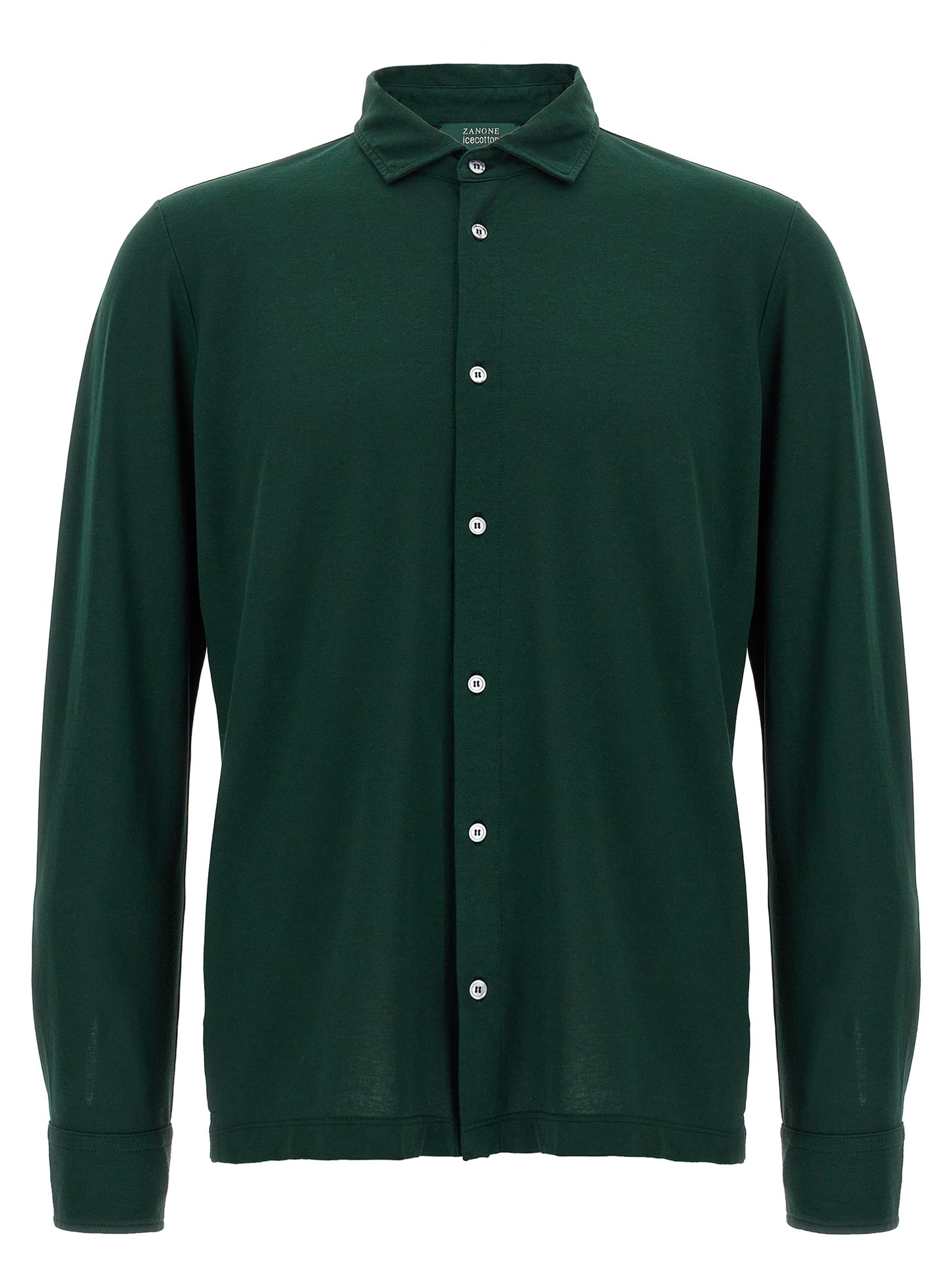Blouse by ZANONE for men in cotton bicolour & green showcases a sharp silhouette, elegantly detailed with a sharp and sharp .