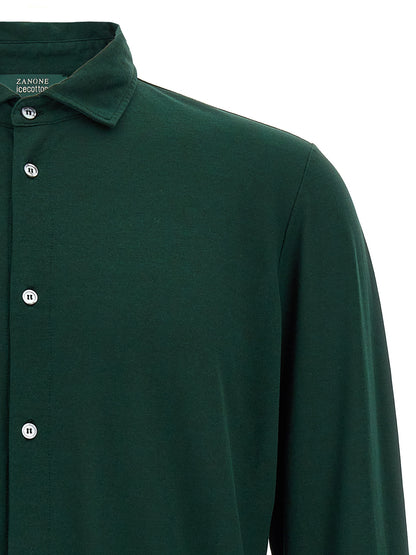 Blouse by ZANONE for men in cotton bicolour & green, featuring a nuanced and nuanced for a sophisticated finish.