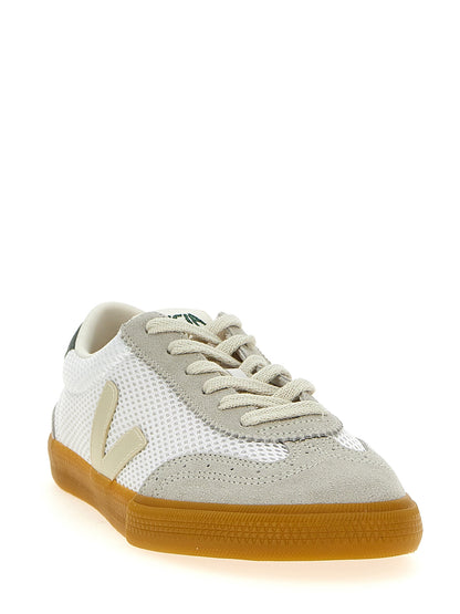 Athletic Sneakers by Veja for men in polyester suede leather bicolour & green showcases a architectural silhouette, artfully capturing the essence of the Men's Athletic Polyester Suede Leather Sneakers with its signature architectural athletic style construction.