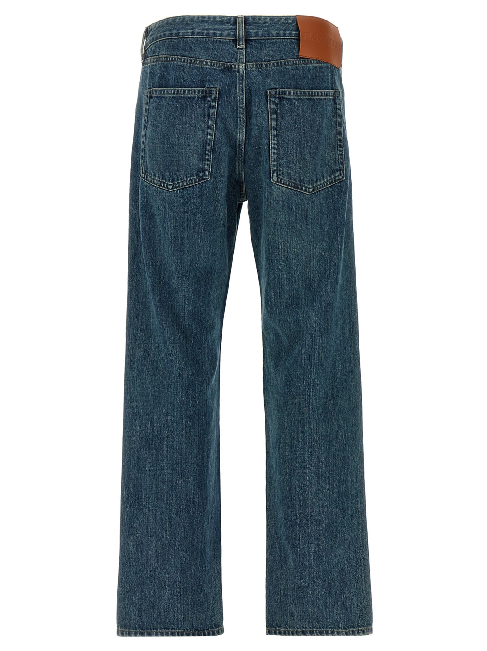 Jeans by Jil Sander for men in cotton denim blue & signature features an sartorial straight-leg and long with a cut for a sartorial finish.