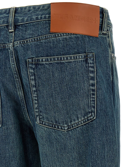 Jeans by Jil Sander for men in cotton denim blue & signature features an refined tailoring silhouette, showcasing a premium straight-leg with a and long cut for a refined tailoring look.