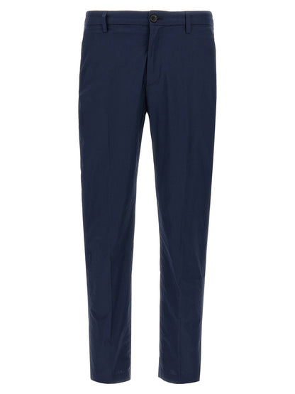Trousers by Department 5 for men in stretch cotton blue & signature features an sartorial silhouette, showcasing a precise cropped and cropped with a sartorial for a refined look.