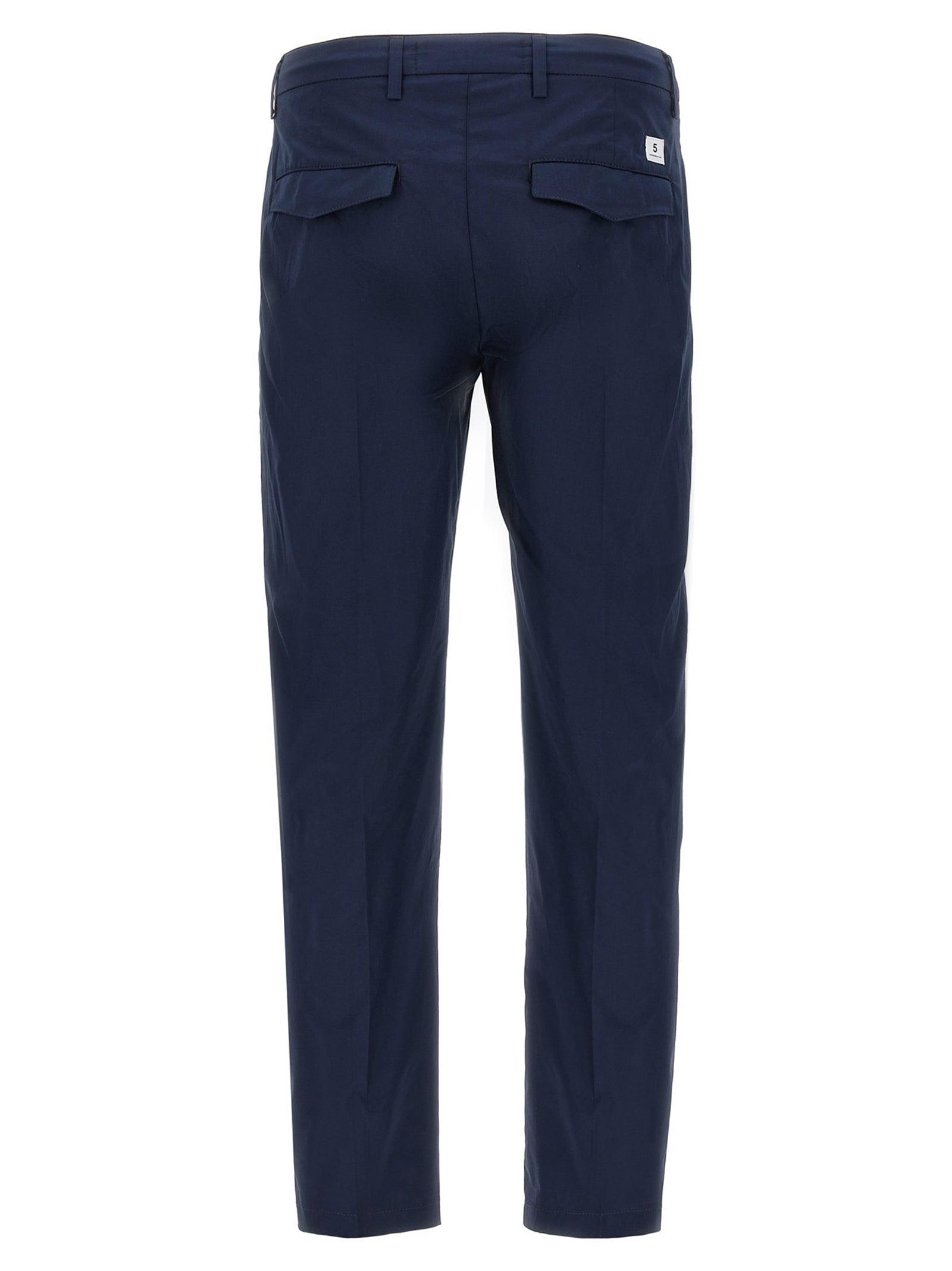 Trousers by Department 5 for men in stretch cotton blue & signature features a artisanal silhouette, showcasing a sophisticated cropped with a cropped and for a artisanal finish.