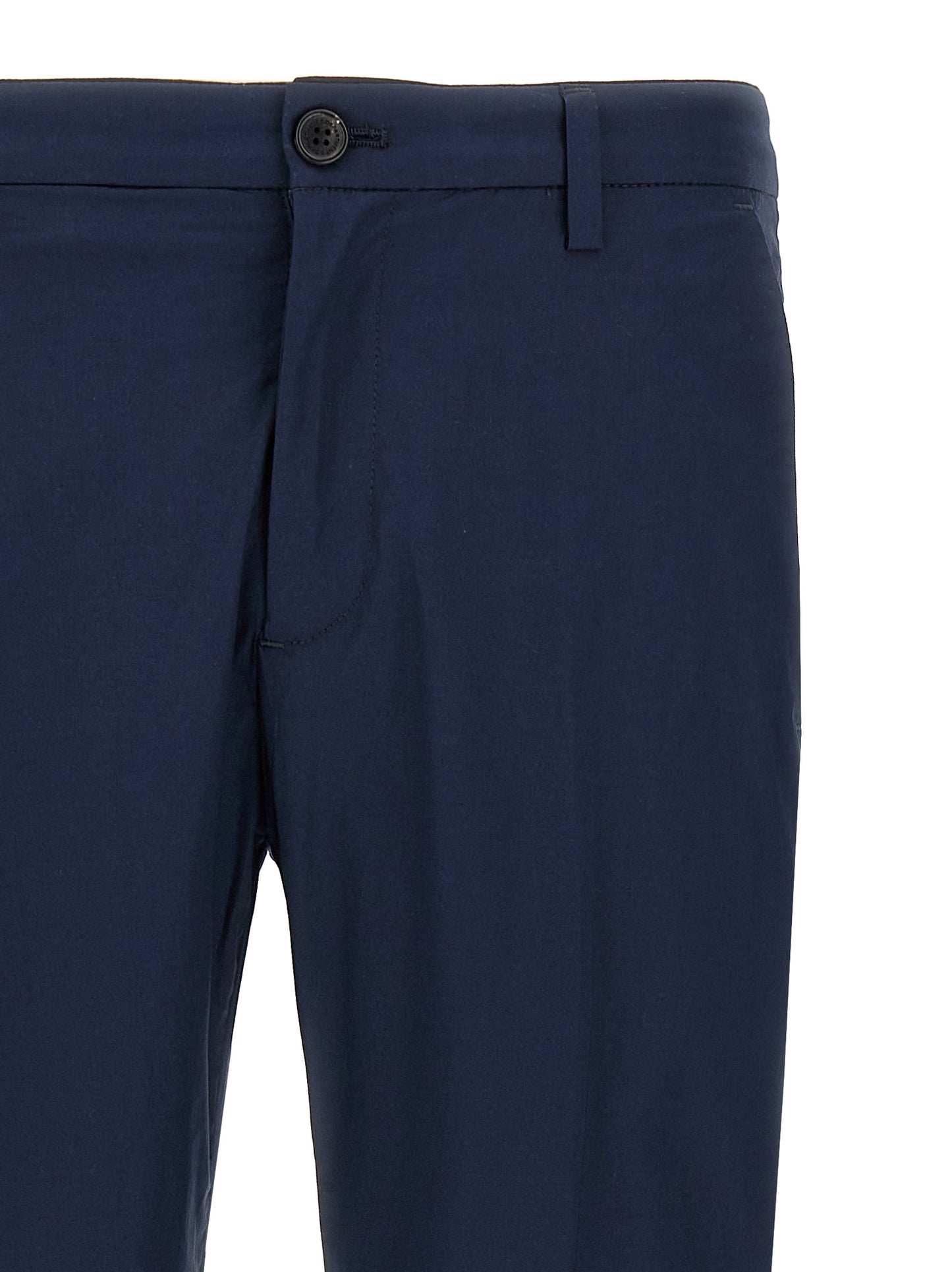 Trousers by Department 5 for men in stretch cotton blue & signature features a artisanal silhouette, showcasing a sophisticated cropped with a cropped and for a artisanal finish.