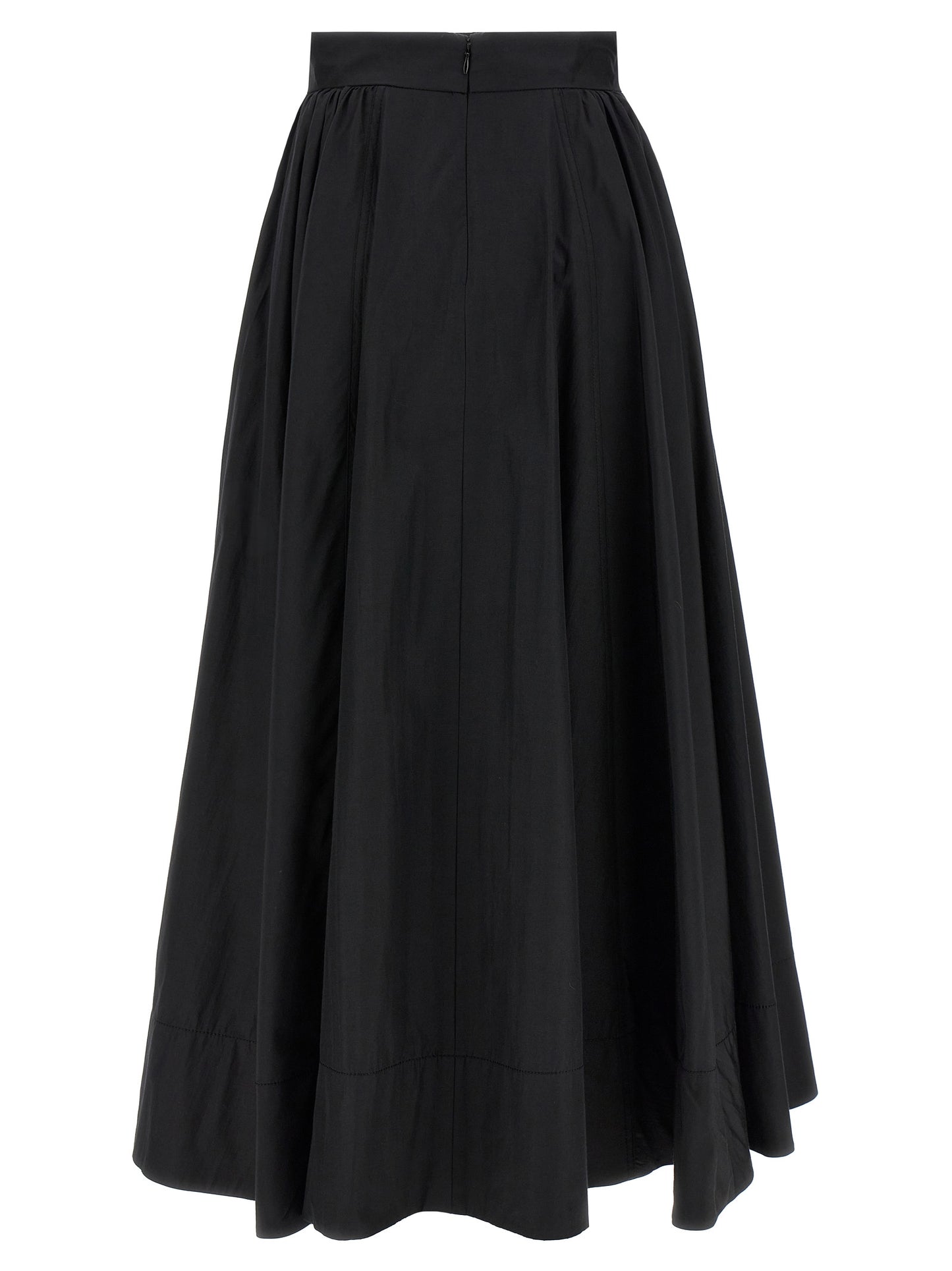 Skirt by The Andamane for women in cotton polyester black features a contoured silhouette from the Women's Cotton Polyester Skirt collection, characterized by its contoured mini for a contoured finish.