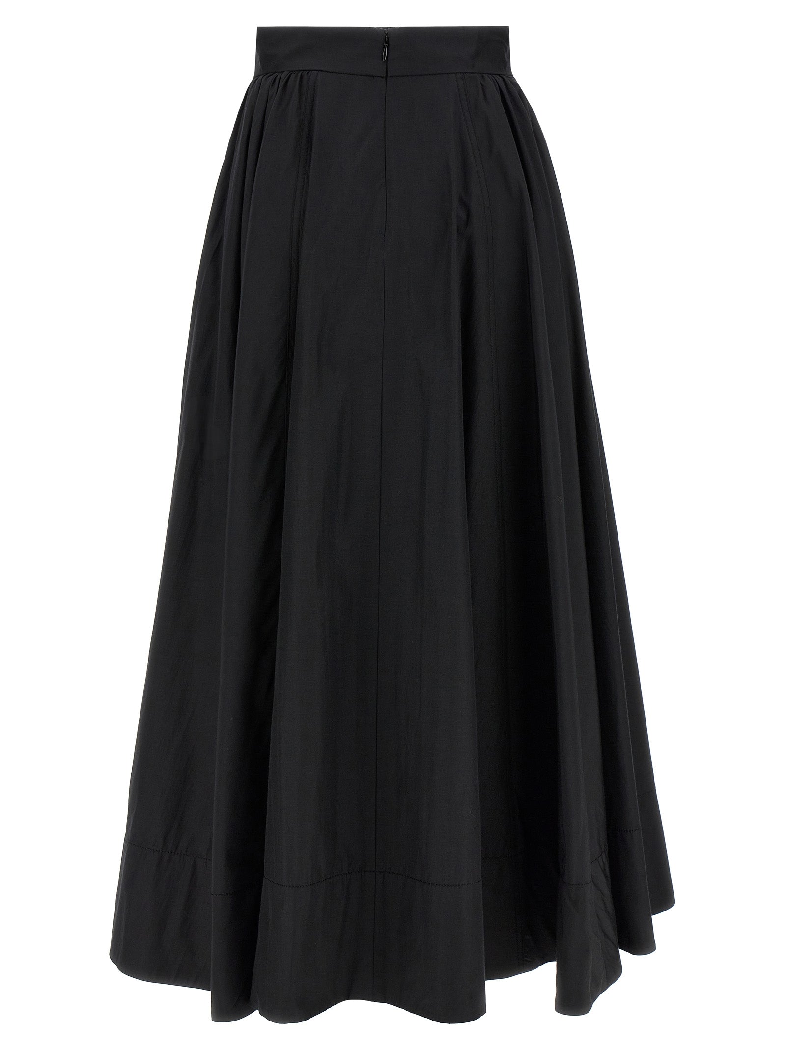Skirt by The Andamane for women in cotton polyester black features a contoured silhouette from the Women's Cotton Polyester Skirt collection, characterized by its contoured mini for a contoured finish.