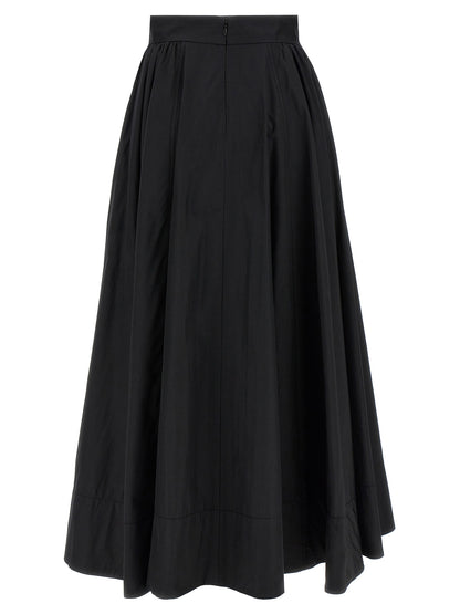 Skirt by The Andamane for women in cotton polyester black features a contoured silhouette from the Women's Cotton Polyester Skirt collection, characterized by its contoured mini for a contoured finish.